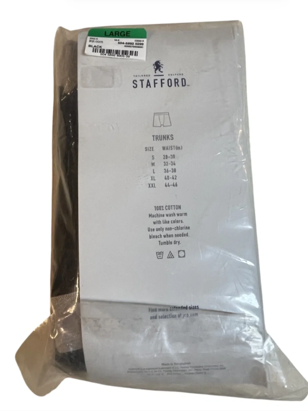 Stafford 100% Cotton Mens 2 Pairs Trunks Underwear Briefs Large (36-38